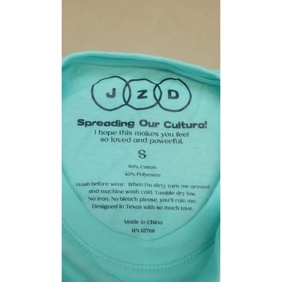 Girl's Bonitas Vibras / Good Vibes Graphic Tee - Latino Heritage Blue Small - Picture 6 of 7